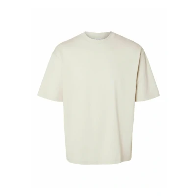 Afbeelding van Selected Homme Slhlooseoscar O NECK Tshirt basic, Heren, Maat: Medium, Oatmeal