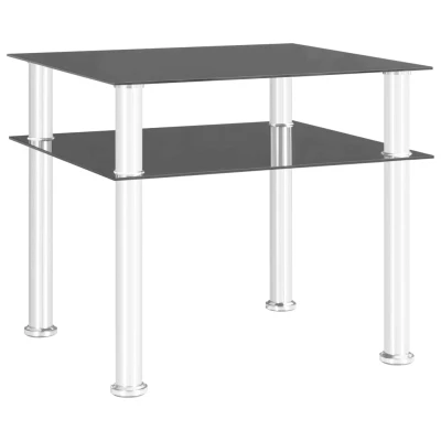 Afbeelding van Bijzettafel 45x50x45 cm gehard glas zwart