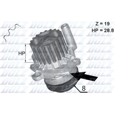Afbeelding van DOLZ A224 Waterpomp Met verdamper VOLKSWAGEN: Polo V Hatchback, GOLF 6, Transporter 5, AUDI: A5 B8 Convertible, Q5, Sportback, SKODA: Fabia 2