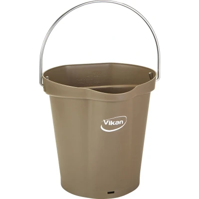 Afbeelding van Vikan Emmers en Deksels 6 Liter Hygiene Emmer met Schenktuit Bruin Maatverdeling 6ltr