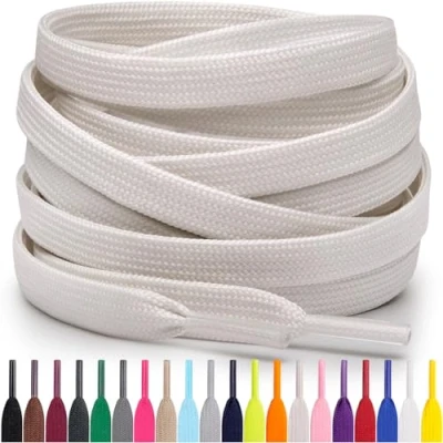 Afbeelding van Miscly Platte veters voor sneakers, verschillende lengtes en kleuren verkrijgbaar, Gebroken wit
