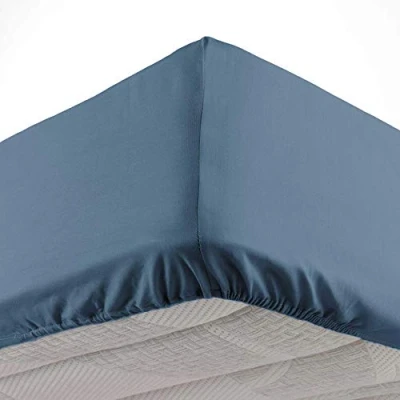 Afbeelding van Douceur d&#039;Intérieur Hoeslaken voor tweepersoonsbed, 140 x 190 cm, microvezel, effen, nachtblauw, 100% polyester