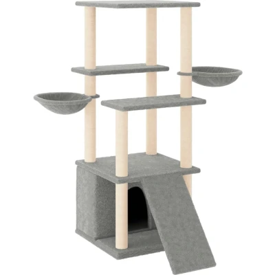 Afbeelding van vidaXL Kattenmeubel met sisal krabpalen 133 cm lichtgrijs