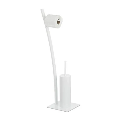 Afbeelding van Relaxdays Wc garnituur wit toiletrolhouder toiletborstel toilet accessoires set