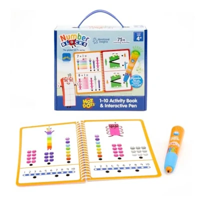 Afbeelding van Learning Resources Workbook Numbers 1 10 met Pen Hotdots Book tot en interactieve pen, meer dan 75 activiteiten inbegrepen, nummerblocks, vanaf 4 jaar, EI 2550, meerkleurig, eenheidsmaat