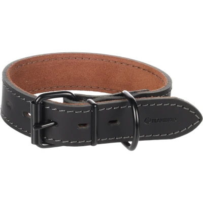 Afbeelding van Brede Leren halsband hond Montana zwart