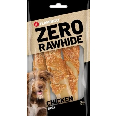 Afbeelding van Flamingo ZERO RAWHIDE Hondensnacks Kauwstaaf hond Geknoopt been met kip 15cm, 3st x 40g (120g)