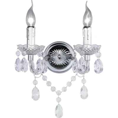 Afbeelding van REALITY LÃœSTER Wandlamp Chroom excl. 2x E14 Behang Transparent