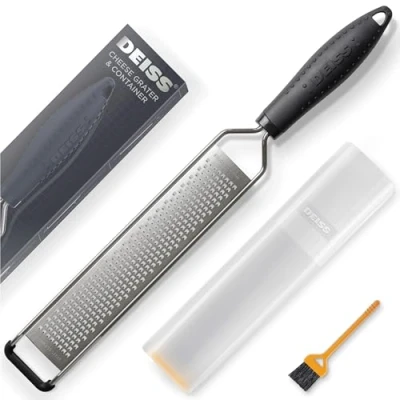 Afbeelding van Deiss LUX Fijne rasp &amp; citroenschiller, Parmezaanse rasp, handrasp, specerijen, citrusvruchten, harde kaas, knoflook, chocolade, noten, gemberrasp, groentesnijder en van roestvrij staal