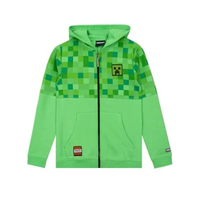 Afbeelding van Minecraft Hoodie Sweatshirt voor jongens met ritssluiting tieners 5 en 13 jaar, Groen