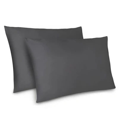 Afbeelding van Dreamzie kussensloop, 40 x 80 cm, set van 2 kussenslopen microvezel met ritssluiting, Oeko Tex gecertificeerd, donkergrijs
