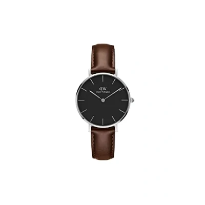 Afbeelding van Daniel Wellington Petite Silver Bristol Black DW00100177 Horloge 32mm Leer Bruin