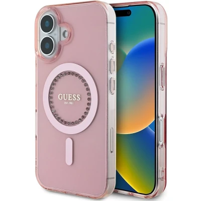 Afbeelding van GUESS iPhone 16 Phone Case Pink Rhinestone