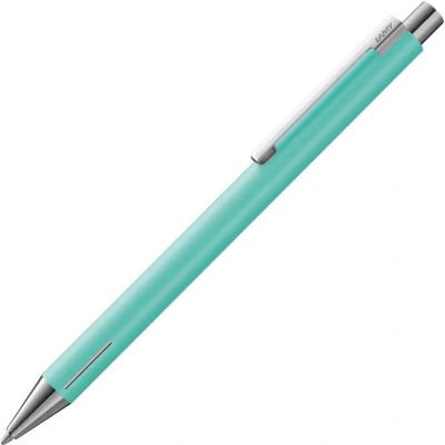 Afbeelding van Lamy econ 240 roestvrijstalen balpen, lagune, mat en gebogen clip, met grote vulling M 16 zwart, lijnbreedte