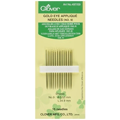 Afbeelding van Clover Gold Eye Applique Needles No 9 15 stuks