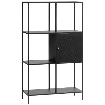 Afbeelding van Hygge Interiors Malibu Boekenkast 1 Deur H135 cm Zwart