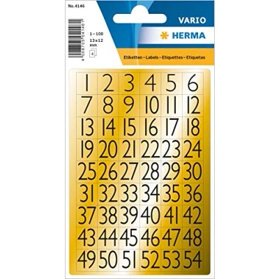 Afbeelding van Huismerk Herma 4146 Etiket met getallen 1 100 Goud