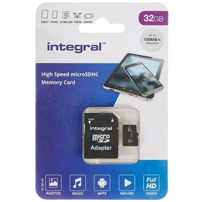 Image de Integral Carte mémoire flash (adaptateur microSDHC SD inclus(e)) 32 Go A1 / Video Class V10 UHS 1 Class10 I