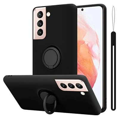 Afbeelding van Cadorabo Hoesje geschikt voor Samsung Galaxy S22 in LIQUID ZWART Beschermhoes van flexibel TPU silicone Case Cover met ring