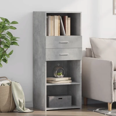Afbeelding van Hoge kast 50x42,5x124 cm bewerkt hout betongrijs