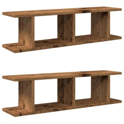 Afbeelding van vidaXL Wandschappen 2 st 90x18x20 cm bewerkt hout oud houtkleurig