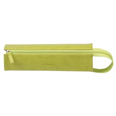 Image de RHODIA 319016C Trousse Plumier Rhodiarama Anis 23x5x5 cm Ouverture à Plat pour Utilisation en tant que Simili Cuir Rangement Stylos, Crayons, Feutres, Petites Fournitures