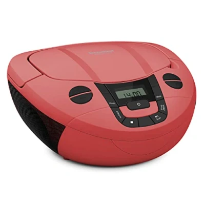Afbeelding van TechniSat Viola cd 1 Draagbare stereo speler, boombox met praktische handgreep (cd radio, FM radio tuner, bluetooth ontvangst, 2 x W RMS vermogen, netvoeding en batterij), rood