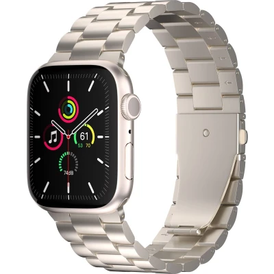 Afbeelding van iMoshion Bandje Geschikt voor Apple Watch Series 1 / 2 3 4 5 6 7 8 9 SE Ultra (2) 42 44 45 49 mm Stalen band Sterrenlicht