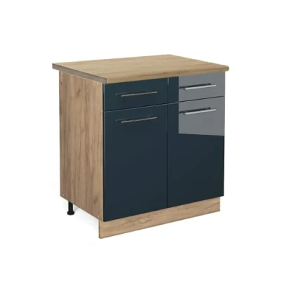 Afbeelding van Vicco Keukenonderkast Fame Line, Donkerblauw hoogglans/Krachtige Eik goud, 80 cm , WB