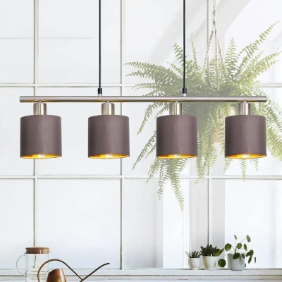 Afbeelding van Hanglamp Maron, 4 lamps, textiel, natuur