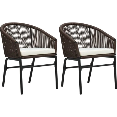 Afbeelding van Tuinstoelen 2 st PE rattan bruin