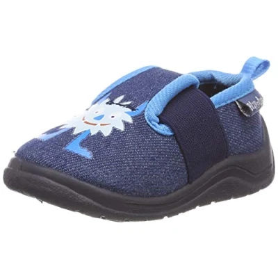 Image de Playshoes Chaussons Monstres, Pantoufles Garçon Unisex Kinder, Bleu (Jeansblau 3), 20/21 EU