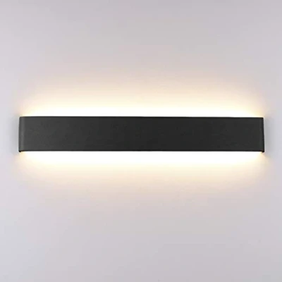 Afbeelding van Klighten Led wandlamp voor binnen, 20 W, 61 cm, moderne aluminium wandlamp, wandverlichting woonkamer, slaapkamer, hal, 1990 lumen, warm wit, 3000 K, zwart