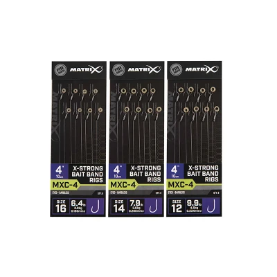 Image de Matrix MXC 4 Size 12 Barbless / 0.23mm 4&quot; (10cm) X Strong Bait Band 8p Bas de ligne coup