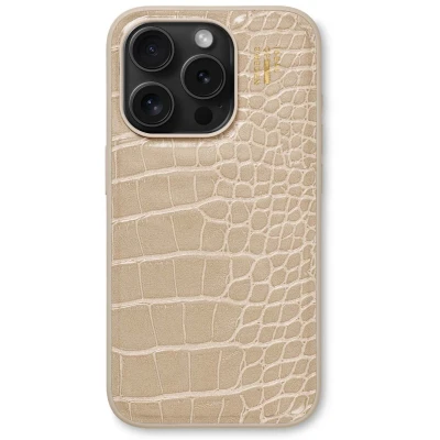 Afbeelding van iDeal of Sweden Hoesje Geschikt voor iPhone 15 Pro Vegan Leather Case Beige