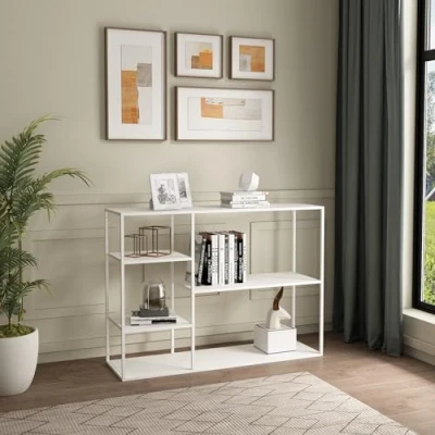 Afbeelding van Staand rek Isojoki open kast 120x35x87,5 cm wit mat [en.casa]