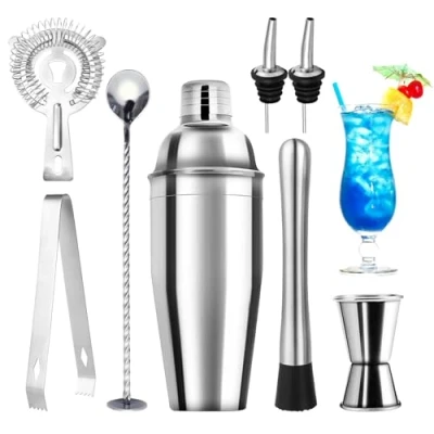 Afbeelding van Set van 8 roestvrijstalen cocktailshakers 750 ml Professionele bartender accessoires Voor thuis, bar, feest