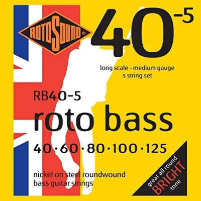 Afbeelding van Rotosound bas snaren RB405 5er 40 125 roto nikkel on Steel Snarenset voor 5 string basgitaar