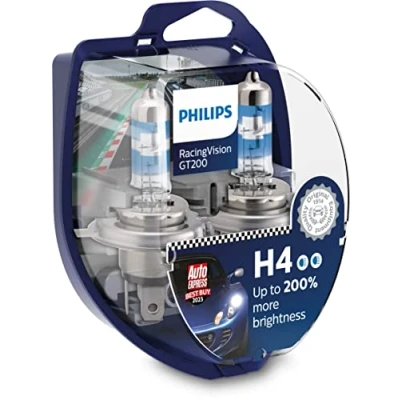 Image de Philips automotive lighting RacingVision GT200 H4 lampe pour éclairage avant +200%, set de 2 Blanc