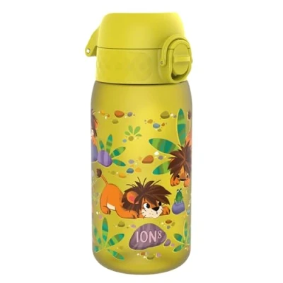 Image de ION8 Gourde Enfant, 350ml, Anti Fuite, Facile à Ouvrir, Verrouillage Sécurisé, Lavable en Lave Vaisselle, Sans BPA, Poignée de Transport, Nettoyer, Carbone Neutre, Motif Lionceaux