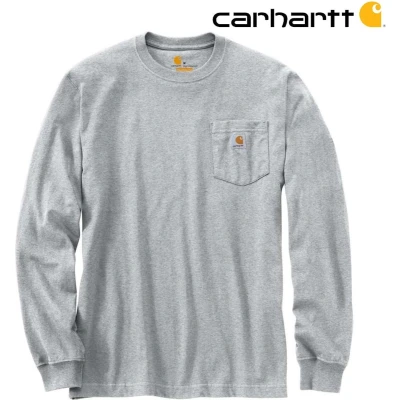 Afbeelding van Carhartt Pocket T Shirt lang mouw Heren Heather Grey Maat S (valt als M)
