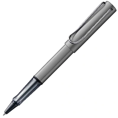 Afbeelding van LAMY AL star rollerball 326 van aluminium in de kleur grafiet met transparant handvat en verchroomde metalen clip rollervulling M 63 zwart lijnbreedte