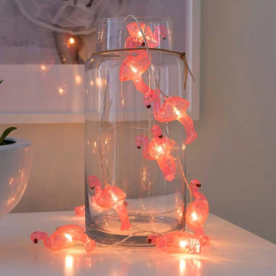 Afbeelding van Konstsmide 3132 343 Motief lichtketting Flamingo Binnen werkt op batterijen Aantal lampen 10 LED Warmwit Verlichte lengte: 1.8 m Timer