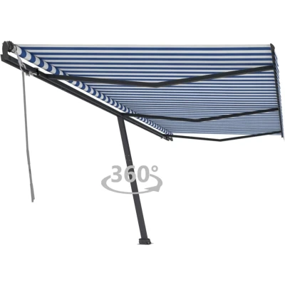 Afbeelding van VidaXL Luifel vrijstaand handmatig uittrekbaar 600x300 cm blauw en wit