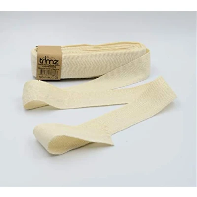 Afbeelding van Trimz Visgraattape, 100% katoen, naturel, 30 mm x 10 m