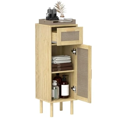 Afbeelding van HOMCOM Badkamermeubel Spaanplaat 32x30x92cm Eiken