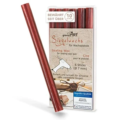 Afbeelding van gravurART zegelwas (flexibel) voor pistool 6 stangen. metallic rood