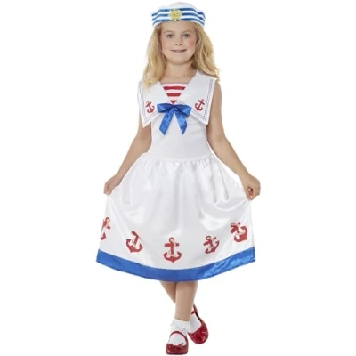 Afbeelding van Smiffy&#039;s Kapitein &amp; Matroos Zeeman Kostuum Wit Matroosmeisje / Beige Medium Carnavalskleding Verkleedkleding