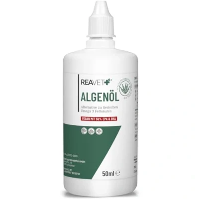 Afbeelding van ReaVET Algenolie voor honden, katten en paarden (50ml) Alternatief dierlijke omega 3 vetzuren Ideaal dieren met een visallergie