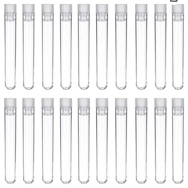 Afbeelding van ABD 50 stuks transparante kunststof testbuizen 12 bij 75 mm met push caps, 5 ml